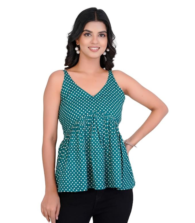 Sleeveless Cotton Short Kurti Tunic Top for Women's