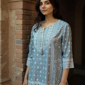 rangita Grey Rayon Straight Printed Short Length Short Kurta