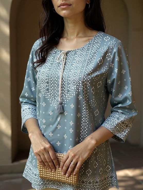 rangita Grey Rayon Straight Printed Short Length Short Kurta - Image 5